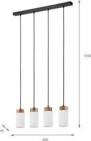 Lampadario sospeso con cavo MARKUS 4xE27/15W/230V nero/rovere