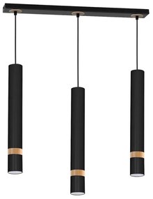 Lampadario a sospensione con filo JOKER BLACK WOOD 3xGU10/8W/230V