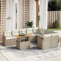 Set Divano da Giardino 10 pz con Cuscini Beige in Polyrattan 3273235