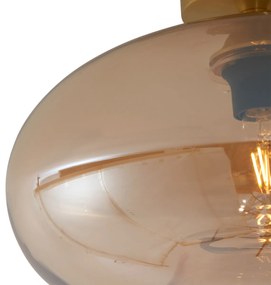 Lampada da soffitto Art Déco ottone con vetro ambra 40 cm - Busa