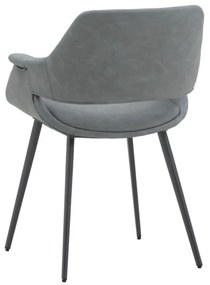 Set di sedie EMBAJADORES in similpelle grigio e gambe in metallo nero, con braccioli
