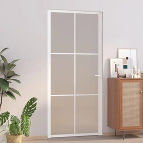 Porta Interna 93x201,5 Cm Bianco Opaco Vetro E Alluminio /