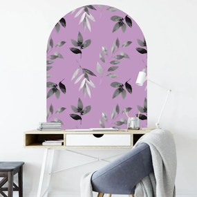 Adesivo murale sopra il tavolo – Arco con fiori in bianco e nero | Inspio