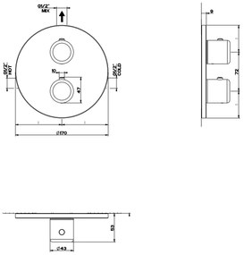 Parte esterna miscelatore termostatico doccia a parete 1 via cromo Goccia 33842 Gessi