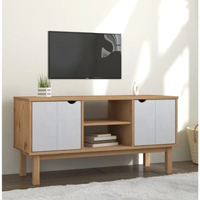 Mobile tv otta marrone e bianco 113,5x43x57 cm in legno di pino