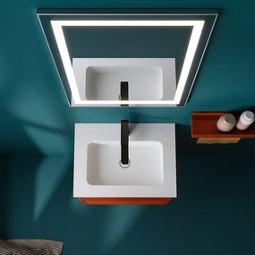 Mobile da bagno sospeso sotto lavabo Niwa 2 cassetti L 59.5 x H 50 x P 45.5 cm paprika laccato opaco cannettato