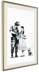 Poster  Banksy: Stop and Search  Cornice Quadri Cornice d'oro con passe-partout, Larghezza x Altezza Home decor 30x45