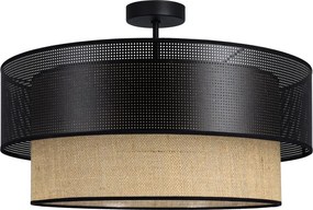 Lampadario a plafone BORHO 1xE27/60W/230V Ø 50 cm nero/iuta