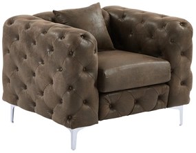 Poltrona chesterfield in Microfibra aspetto Pelle invecchiata - EDWINA