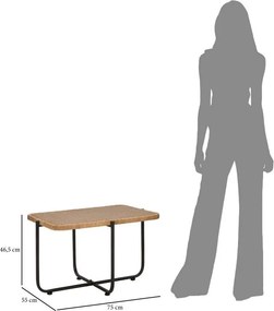 Tavolino da salotto nero/di colore naturale in rattan 55x75 cm Cebu – Mauro Ferretti