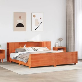 Giroletto Senza Materasso Marrone Cera 200x200 Cm Legno Di Pino /