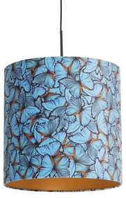 Lampada a sospensione con paralume in velluto farfalle con oro 40 cm - Combi
