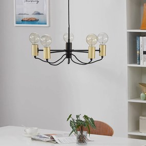 Lampadario Lindby Prospa in ottone e nero