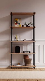 Scaffale in kit 5 ripiani Ardeco L 85 x P 35 x H 185 cm nero e marrone, portata per ripiano 30 kg