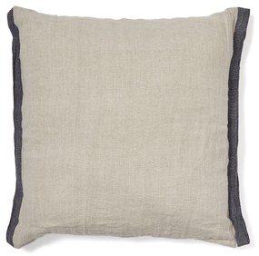 Kave Home - Federa cuscino Suerta 100% lino beige e blu 45 x 45 cm