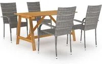 Set Mobili da Pranzo per Giardino 5 pz Grigio 3068751