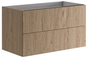 Mobile da bagno sotto lavabo Opera noce naturale L 89.5 x H 50 x P 45.5 cm 2 cassetti, lavabo non incluso