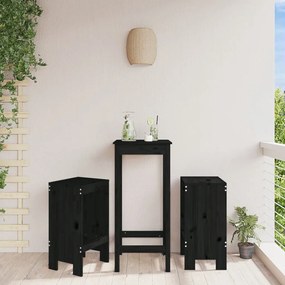 Sgabelli da bar 2pz neri 40x36x75 cm in legno massello di pino