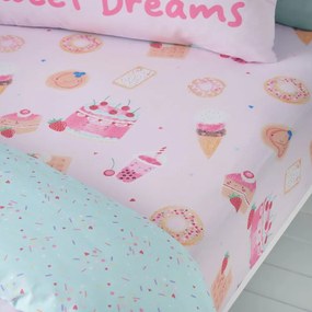 Lenzuolo con angoli per bambini rosa per letto singolo 90x190 cm Sweet Treats – Catherine Lansfield
