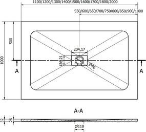 Mexen Hugo piatto doccia rettangolare SMC 110 x 100 cm, nero - 42701011