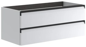 Mobile da bagno sospeso sotto lavabo L 99.5 x H 40 x P 45.5 cm bianco laccato opaco, 2 cassetti Fusion