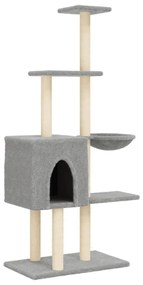 Albero per gatti con tiragraffi in sisal grigio chiaro 145 cm