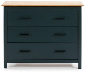 Cassettiera bassa blu scuro in legno di pino 100x80 cm Miranda - Marckeric