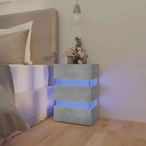 Comodino Con Led Grigio Cemento 45x35x67cm İn Legno Multistrato /