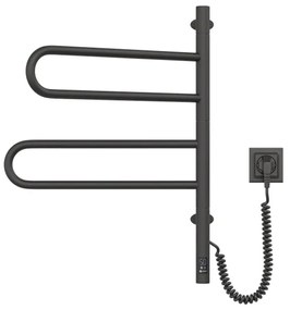 Portasciugamani rotante elettrico con termostato FOUETTE 128W/230V 64,6 cm IP44 nero