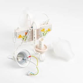 Brilagi - Lampadario a sospensione con catena QUEEN 2xE14/40W/230V faggio/color crema