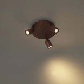 Plafoniera Japandi in legno scuro con faretti regolabili 3 luci IP44 - Ducha