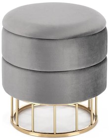 Pouf MINTY Ø 37 cm grigio/oro