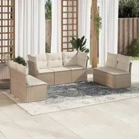 Set Divani da Giardino 7 pz con Cuscini Beige in Polyrattan 3217408