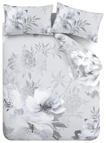 Biancheria da letto grigia , 135 x 200 cm Dramatic Floral - Catherine Lansfield