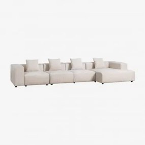 Divano Componibile Chaise Longue Destra 4 Pezzi (↔︎420 Cm) Bruna Velluto A Coste Beige Lin - Sklum