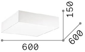Plafoniera Moderna Ritz Tessuto Bianco 4 Luci E27 D60Cm
