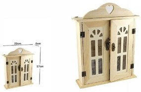 Trade Shop - Cassetta Portachiavi Legno 6 Ganci Appendi Chiavi Muro Per Decoupage