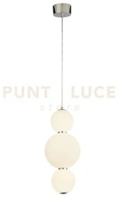 Snowball 3lt pendant - metallo cromato e vetro opalino