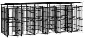 Gabbia Per Cani Da Esterno Con Tetto İn Acciaio 11,06 M² /