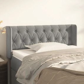 Testiera Ad Orecchio Grigio Chiaro 103x16x78/88 Cm İn Velluto /