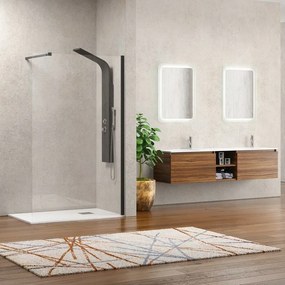 Parete doccia walkin 80 con profilo nero opaco KW-100B - KAMALU