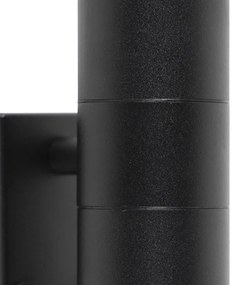 Lampada da parete per esterni nera a 2 luci con sensore di movimento IP44 - Duo