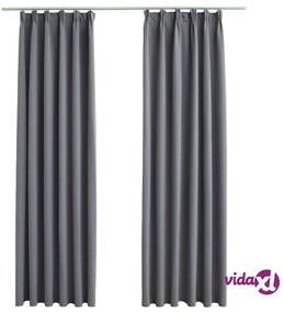 vidaXL Tende Oscuranti con Ganci 2 pz Grigie 140x175 cm