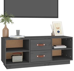 Mobile porta tv grigio 100x34x40 cm in legno massello di pino