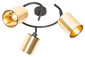 Plafoniera moderna nera e oro 3 luci - Lofty