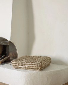 Kave Home - Cuscino da terra o per pallet Adelma iuta e cotone bianco e naturale 63 x 63 cm