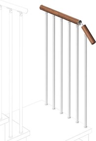 Balaustra in kit IRIS Gala in legno bianco, corrimano in legno noce L 120 cm, fissaggio a pavimento