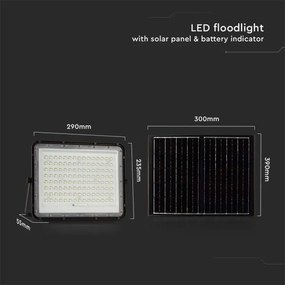 LED Proiettore solare da esterno LED/20W/3,2V 6400K nero + +TC