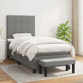 Giroletto A Molle Con Materasso Grigio Scuro 90x200 Cm Tessuto /