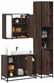 Set Mobili Da Bagno 3 Pz Rovere Marrone İn Legno Multistrato /